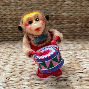 Vintage Clockwork Drumming‎ Monkey Toy ***DOES NOT WIND UP***